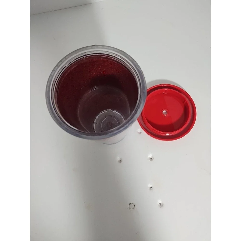 Starbucks 2018 Red Glitter Cold Cup Tumbler Stars‎ 16 Oz No Straw